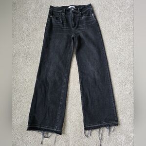 LOFT Unpicked Hem High Rise Wide-Leg Washed Black Jeans Sz 27 Worn 1x